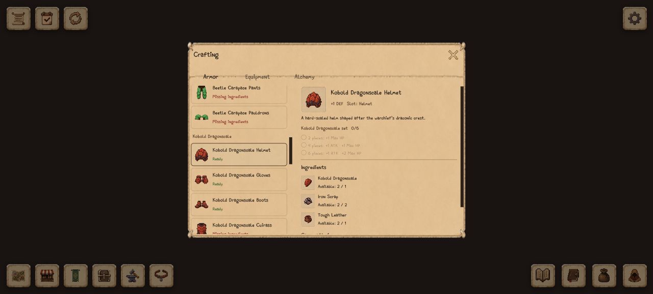 ToDo Hero — equipment crafting system